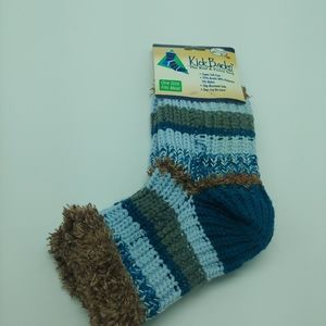 Kick backs crochet boho blue Brown grippy socks